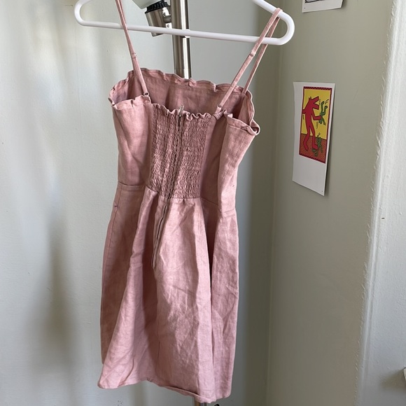 Reformation linen Ava mini dress in blush pink - Picture 5 of 5